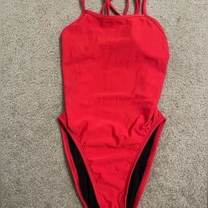Red Jolyn tie back one piece